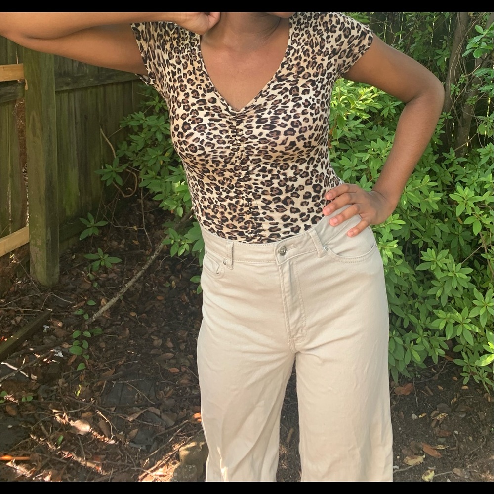 Leopord Print Drawstring Croptop
